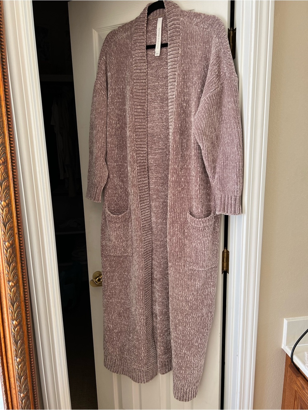 Babaton Long Open-Front Chenille Cardigan - Dusty Mauve